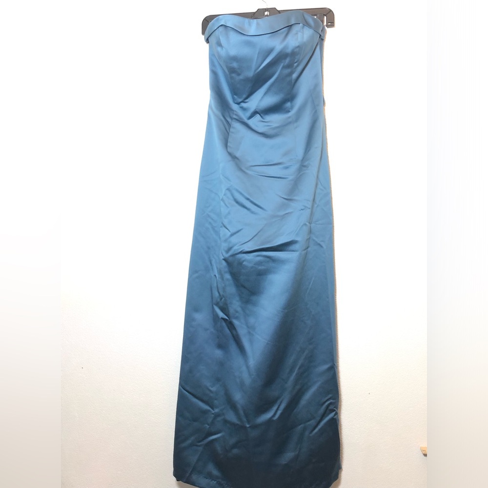 David's Bridal Strapless Blue Dress
